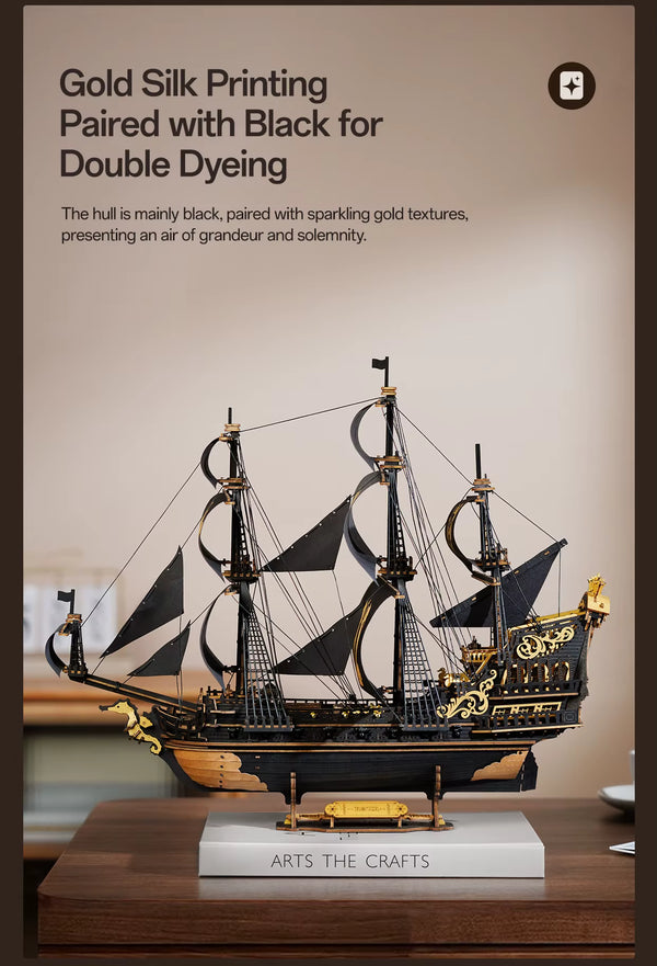 Seahorse Barque 3D Wooden Ship Puzzle | Baroque-Era Warship Model Kit for Adults