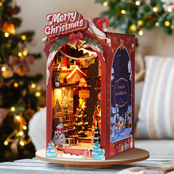 Christmas Street DIY Book Nook – Miniature Dollhouse Craft Kit- Christmas Gift